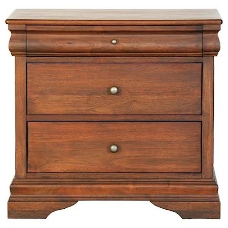 Transitional Solid Wood 3 Drawer Night Stand